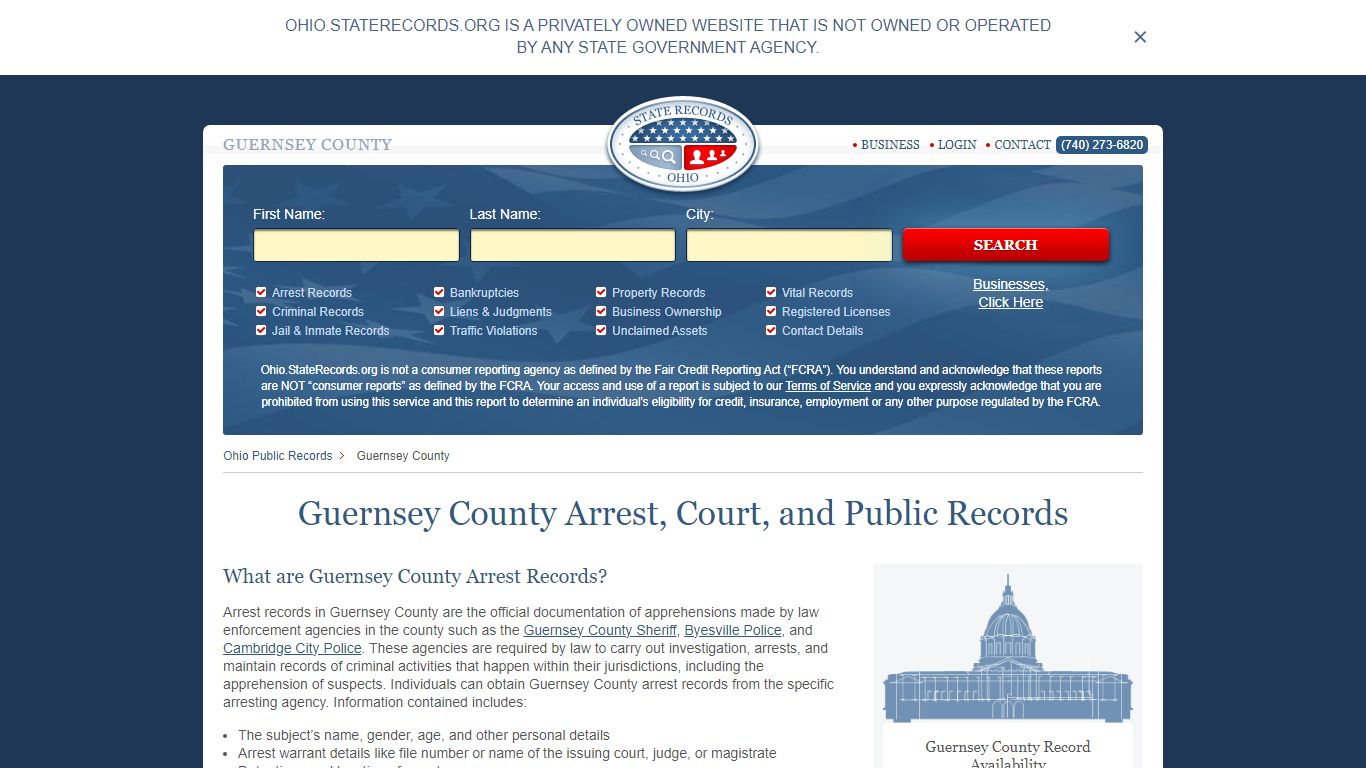 Guernsey County Arrest, Court, and Public Records