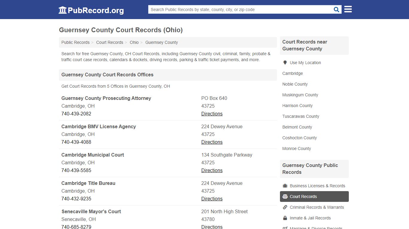Free Guernsey County Court Records (Ohio Court Records) - PubRecord.org